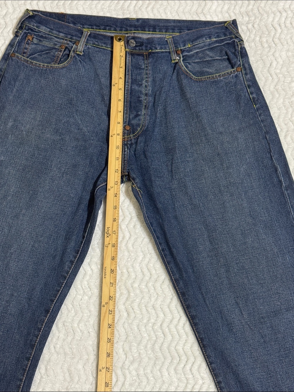 Vintage Evisu Denim Embroidered Jeans Japan Baggy Y2K Men Size 36 Blue - Picture 6 of 16